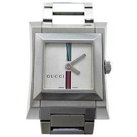 Relógio de quartzo feminino GUCCI Sherry Line 111L em aço inoxidável prateado