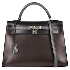 Hermès Hermes Kelly Black Box Calf with Palladium Hardware 32