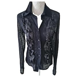Autre Marque Camicia Save The Queen in pizzo e nastri nera