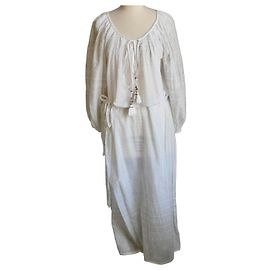 Mes Demoiselles ... Mes Demoiselles Offrande Weißes Baumwoll-Voile-Maxikleid T42