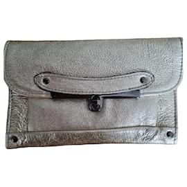Abaco Simone Gold Metallic Bubble Leather Clutch