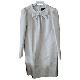 Paule Ka Long Sleeve Brocade Dress with Bow