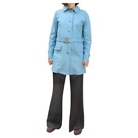 Burberry London Impermeable de Gabardina Azul Cielo