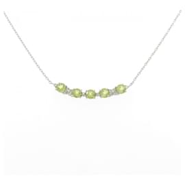 Autre Marque Collana in Peridoto e Diamante Pt900 Pt850
