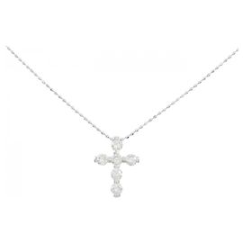 Autre Marque Collana a Croce con Diamanti e Platino
