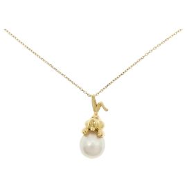 Autre Marque Collar de perlas de mar blancas Rabbit y diamantes en Au750