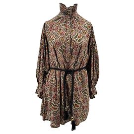 Antik Batik Vestido estampado multicolor con cinturón