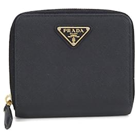Prada Saffiano Leder Bi-Fold Portemonnaie Schwarz