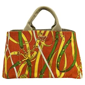 Borsa Tote in tela Prada Canapa con placca logo triangolare
