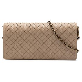 Portafoglio con catena in nappa intrecciato marrone Bottega Veneta
