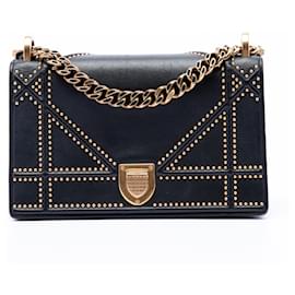 Dior Black Medium Studded Lambskin Diorama Flap