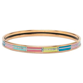 Hermès Gold Extra Narrow Printed Enamel Uni Bangle