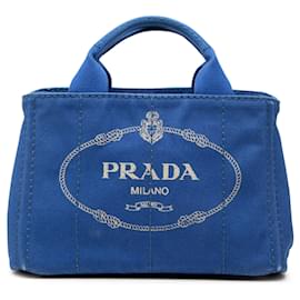 Borsa Prada Blue Small Canvas Canapa Logo