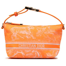 Pochette DiorTravel Nomad in tessuto tecnico Toile de Jouy invertito arancione, piccola