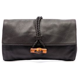 Clutch Bamboo in pelle di vitello marrone Gucci