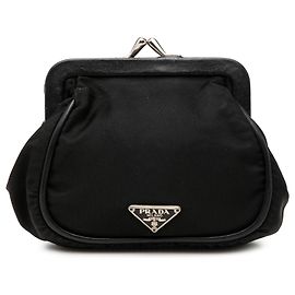 Porta-moedas com fecho Kiss Lock em Tessuto preto Prada