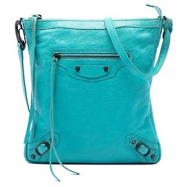 Borsa a tracolla Balenciaga Blue Lambskin Motocross Classic Flat