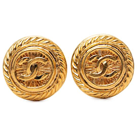 Orecchini Chanel Gold CC placcati oro tondi con clip