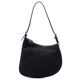 Borsa a tracolla Fendi in tela Zucchino nera e color Oyster