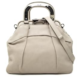 Céline Borsa Doctor Soft Frame in pelle di vitello granulata grigia Celine