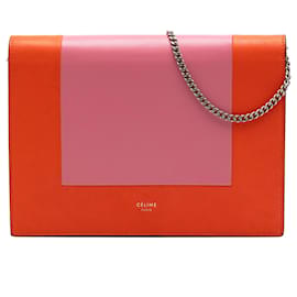 Portafoglio con catena e struttura in pelle arancione Celine - Céline