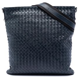Bottega Veneta Borsa a tracolla VN Crossbody in nappa blu Intrecciato