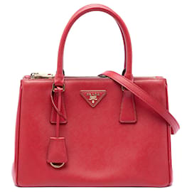 Borsa Satchel Prada Red Medium Saffiano Galleria Double Zip