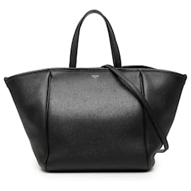 Céline Tote Cabas Pieghevole in Pelle di Vitello Grena Nera Celine Small