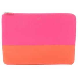 Celine Solo Clutch aus zweifarbigem Lammleder in Pink - Céline