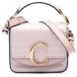 Chloé Pink Mini Croc Embossed Calfskin C Satchel Tasche