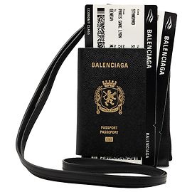 Portafoglio passaporto e telefono in pelle nera Balenciaga
