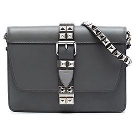 Prada borsa a tracolla Elektra in vitello e Saffiano grigio