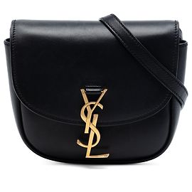Borsa a tracolla Saint Laurent Kaia in pelle nera piccola con monogramma
