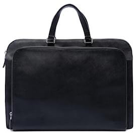 Valigetta Prada Black Saffiano Cuir Travel con tasca frontale con zip