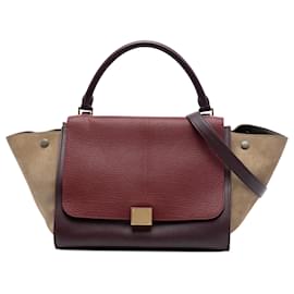 Céline Celine Trapeze Satchel aus dreifarbigem Leder in Rot, Größe Medium