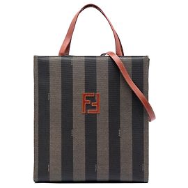 Zaino convertibile Fendi Brown Pequin Coated Canvas FF