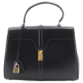 Celine Classique 16 Handtasche aus schwarzem Kalbsleder, Größe Medium - Céline