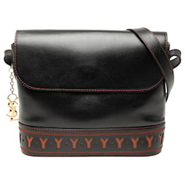 Borsa a tracolla Saint Laurent in pelle nera con intagli