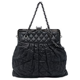 Chanel Black Quilted Iridescent Calfskin Chic Quilt Frame Satchel