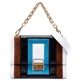 Bolso Kan U colorblock en ante y cuero blanco Fendi