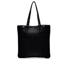 Tote Bottega Veneta in nappa nera con intreccio Tuffetage