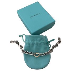 Tiffany & Co. Bracciale a Maglie Cuore in Argento e Oro Giallo