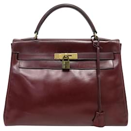 Hermès BORSA VINTAGE HERMES KELLY 32 RETOURNE PELLE BOX BORDEAUX 1959