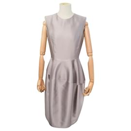 ROBE YVES SAINT LAURENT 207466 DRAPEE FW 2008 EN SOIE GRISE 40 M GREY SILK DRESS - Yves Saint Laurent