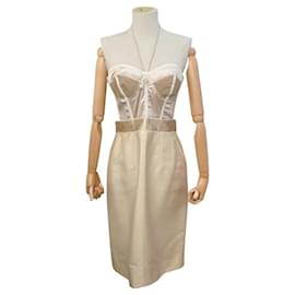 NEW DOLCE & GABBANA CORSET BUSTIER DRESS 44 IT 40 FR M IN SILK BEIGE - Dolce & Gabbana