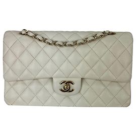 Borsa a Spalla Chanel Caviar Matelassé Medium Double Flap Bianca
