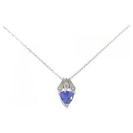 Autre Marque Collana in Tanzanite e Diamanti Pt900 Pt850