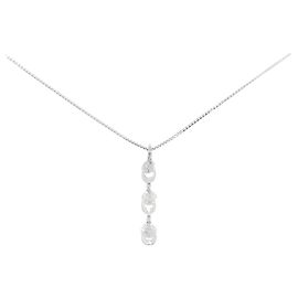 Autre Marque Collar de tres piedras de diamante en oro blanco Au750