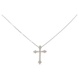 Autre Marque Collana a Croce con Diamanti in Platino