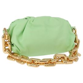 BOTTEGA VENETA Borsa a Spalla The Chain Pouch in Pelle Verde Oro Auth 185412SAM